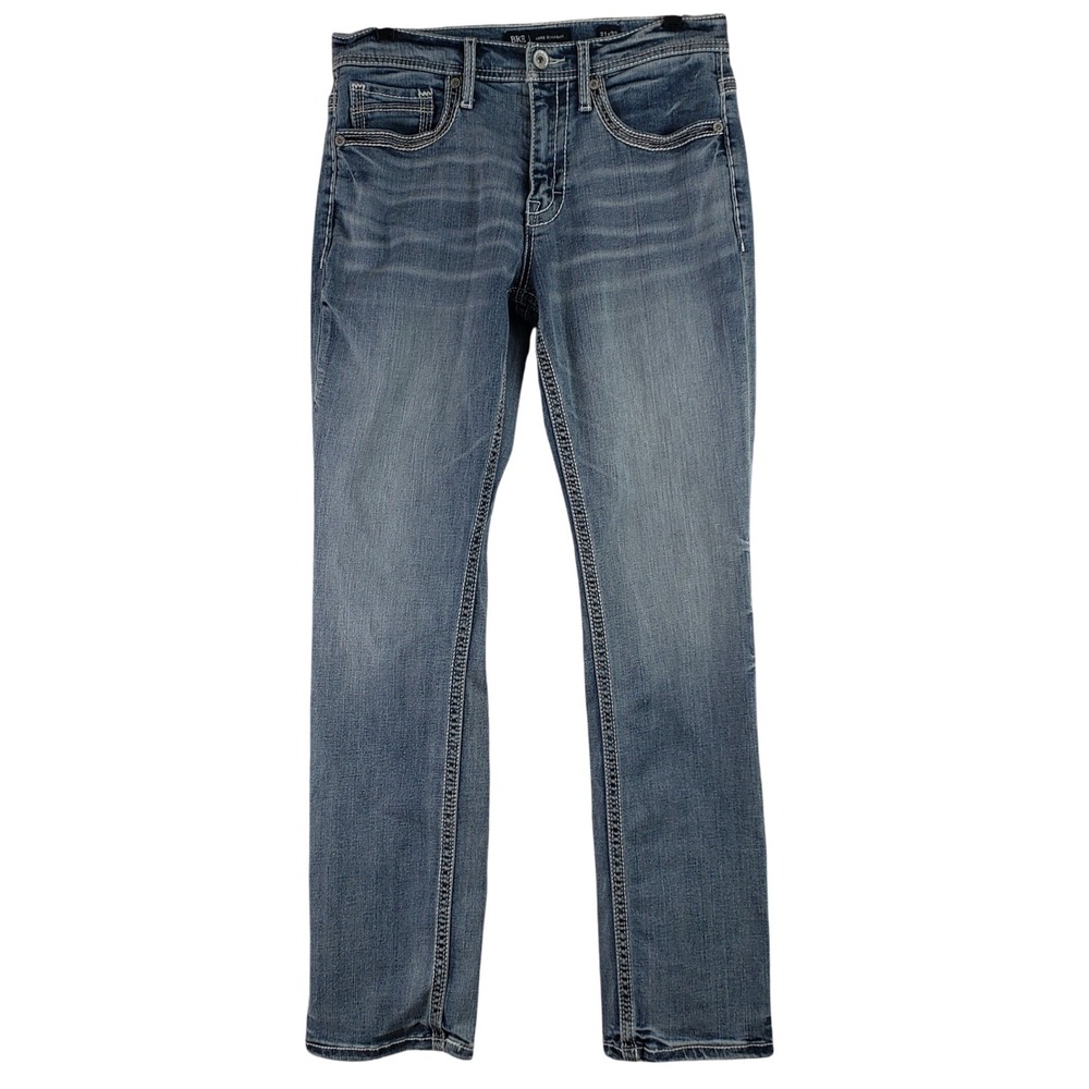 BKE Jake Straight Jeans Mens 31x32 (Fits 32x31.5) Blue Denim Contrast Stitch Y2K